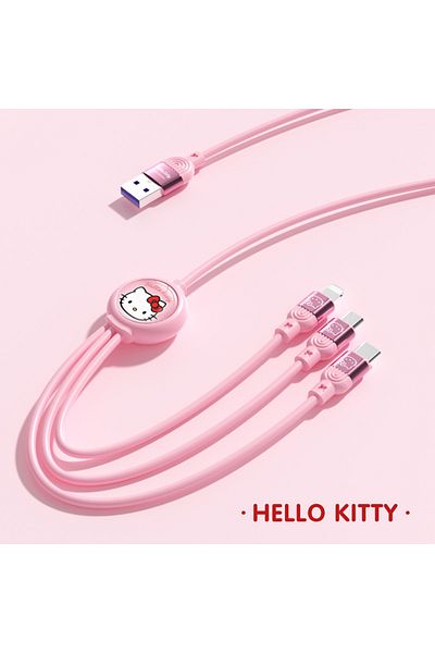 Choice Hello Kitty Kawaii Sanrio Charging Cable Kuromi Hello Kitty 66w 6a 3-in-1 Retractable Fast Charging