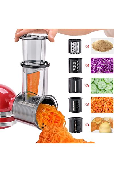 Choice Slicer Shredder Attachment for KitchenAid Stand Mixer with 5 Blades