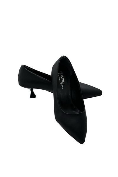 MERCEDES Women's Black Matte Low Heel Stiletto