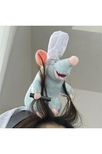 Choice A Disney Ratatouille Plush Doll Hairband Face Wash Makeup Wide-brimmed Headband Hairpin Headdress C.