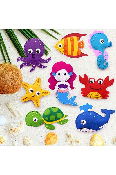 Choice Light Grey Sea Animals Sewing Kit Make Your Own Ocean Animals Mermaid Diy Felt Craft Kit Gifts For B