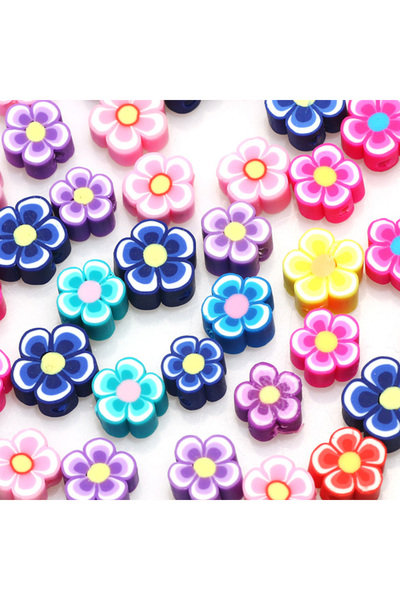 Choice 100pcs Color 14 20/50/100pcs 10mm Polymer Clay Beads Mixed Clay Flower...