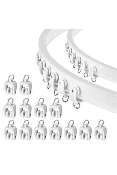 Choice 50 قطعة من بكرات مسار ستارة السقف البيضاء، بكرات مسار ستارة مرنة قابلة للانحناء 11 مم من البلاستيك الأبيض