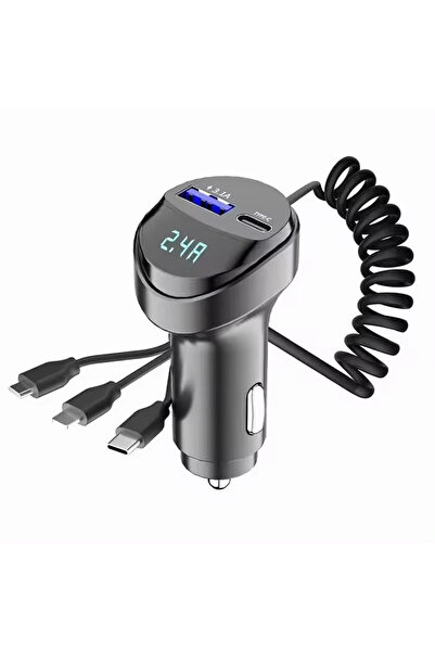 Choice كيبيدومي KC-08 شاحن سيارة 3 في 1 مع كابلات ومحولات USB نوع C بقوة 3.1 ...