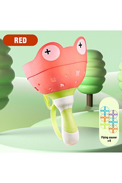 Choice قاذفة أقراص الصحن الطائر الحمراء المكونة من 8 أقراص للأطفال ألعاب طائرة سحب خيط رمي الأطباق الطائرة للإمساك بها للرياضة الخارجية