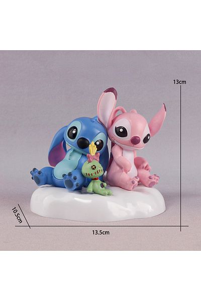 Choice Black Disney Stitch Lovers Model Doll Angel Kissing Stitch Statue Desktop Display Figurines Ornament