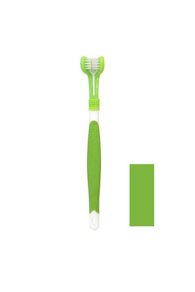 Choice Grass Green 3-sided Pet Toothbrush Dog Plastic Toothbrush Removing Bad Breath Tartar Cleaning Mouth