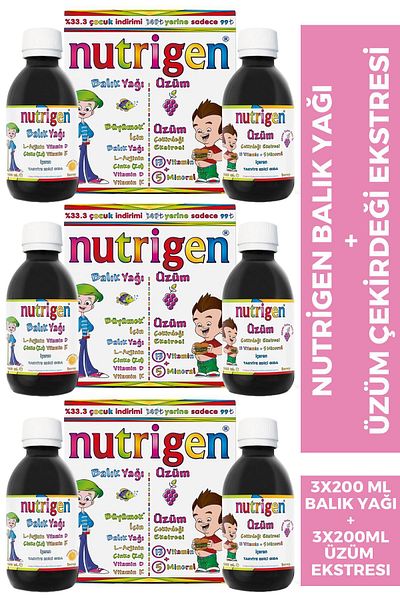 Nutrigen Fish Oil and Grape Seed Extract - 200 ml 3 Pieces