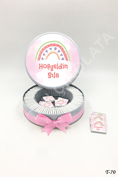 KAKAO AĞACI 100 Adet Pembe Gökkuşağı Kız Bebek Çikolatası