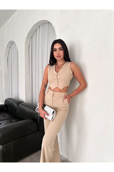 sportiness Crepe Vest and Trousers Set