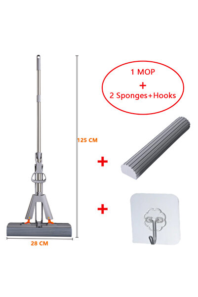 Choice ممسحة واحدة - إسفنجتان ممسحة كولوديون قابلة للطي بدون ماء، غسيل يدوي، رأس قطني قابل للضغط، استبدال ملاءة منزلية