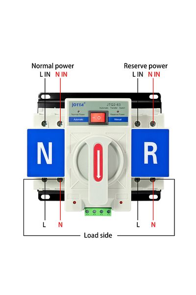 JOTTA مفتاح التحويل التلقائي 2p 63a 220v ATS 2p 63a 220v 110v 50/60hz ثنائي الطاقة يدوي التبديل