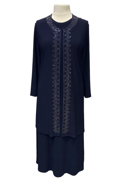 Nihomall20 Σετ βραδινού φορέματος για τη μητέρα σε μπλε ναυτικό χρώμα με κομψ...