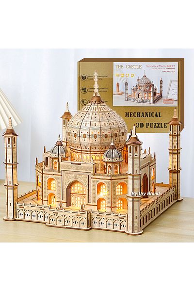 Choice With Usb Light 3d Wooden Puzzle House Royal Castle Taj Mahal With Light Assembly Toy For Kids Adult