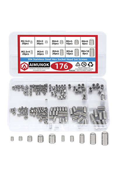 Choice طقم مكون من 176 قطعة من براغي تثبيت سداسية الرأس ذات رأس مقعر، مقاسات ...
