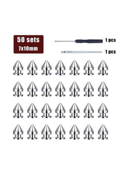 Choice 7x10mm 50sets Cone Spikes Clothing Studs Screw Back Rivet With Tools For Clothes Shoes Belts Bags