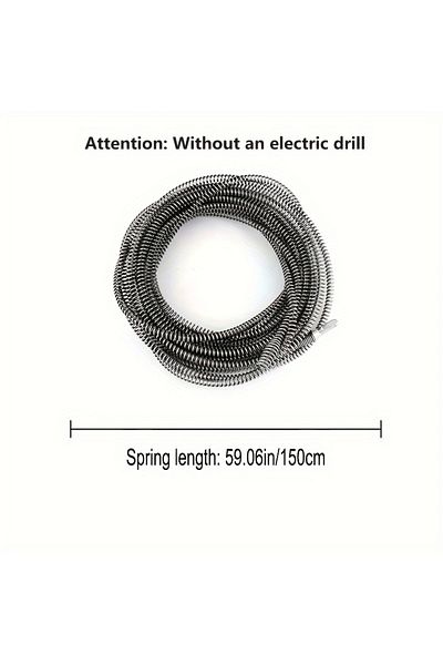 Szkoy 150cm Heavy-duty Electric Drain Cleaner Spring Tube Dredger Household Plumbing Unclogs Toilets Sinks