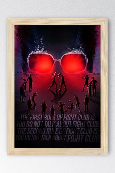 Saturn Fight Club Rules Framed Painting - Fight Club Rules Movie Poster Painting