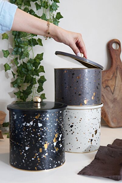 EVLE Erb31u4 Round Box Ø175, Knob Handle, Set of 3, Terrazzo