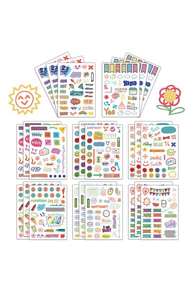 Choice 8pcs 8pcs Creative Hand Drawn Element Plan Book Graffiti Stickers Decoration Diy Bookboard Notebook