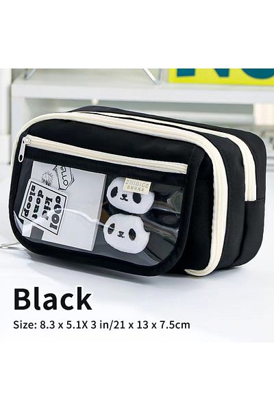 Choice Black Transparent Pencil Case For Girls New Large Capacity Pencil Case For Junior High School And El