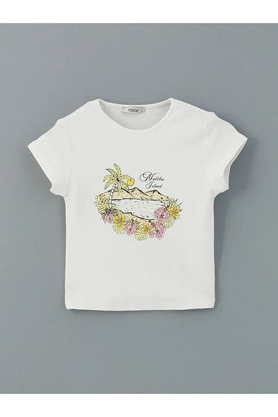 LC Waikiki Xside Ecru Crew Neck Malibu Look Women's T-Shirt
