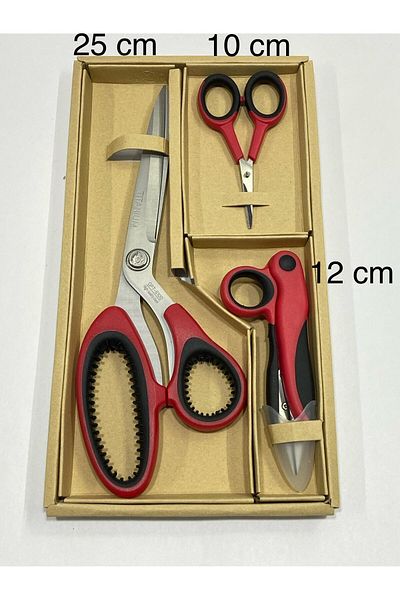 karantuhafiye Red Titanium Scissors Set - Set of 3
