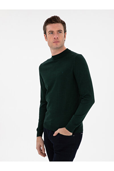 Cacharel Zümrüt Slim Fit Yün Karışımlı Çeyrek Balıkçı Yaka Basic Triko Kazak 50296402-VR055