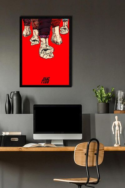 Saturn Fight Club Framed Painting - Fight Club Movie Poster Painting