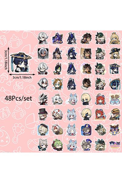 Choice 6x5.2x0.5cm Zfy-282 48pcs Game Character Genshin Impact Stickers, Self-paste, Can Be Used For Party