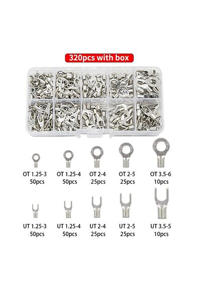Choice 320pcs Mixed Box 320pcs/box 10 In 1 Terminals Non-insulated Ring Fork U-type Brass Terminals Assortm