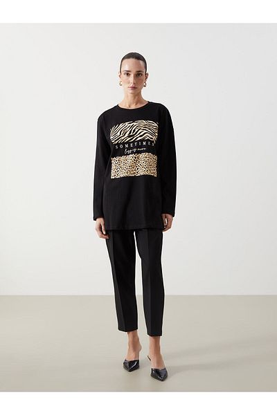 LC Waikiki Γυναικείο τουνίκ με λεοπάρ μοτίβο Crew Neck
