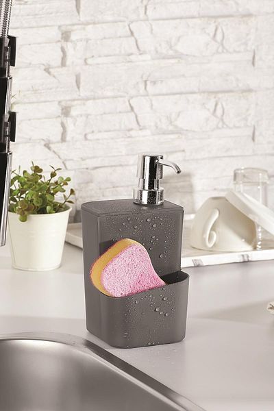 AC BOX Countertop Gray Soap Dish & Sponge Holder & Organizer