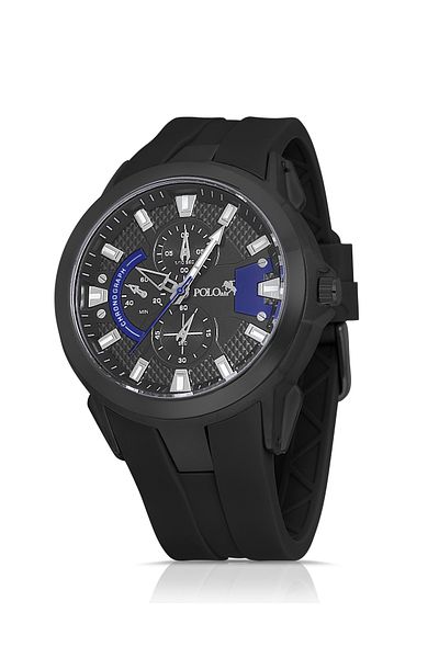 Polo Air Rubber Band Metal Case Men Wrist Watch Black Navy Color Pl-0974E6X