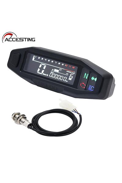 Choice Newest Motorcycle Speedometer Oil Gauge Tachometer Universal Digital Meters Instrument Cluster Tu...