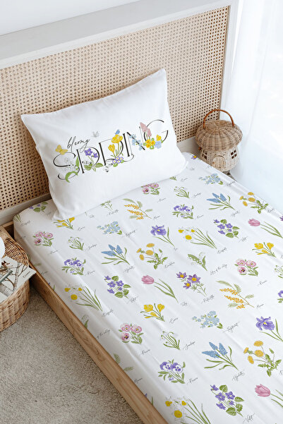 Tuğba Kuğu Tek Kişilik Lastikli Çarşaf Seti - Iconic Serisi - Bloomy Spring