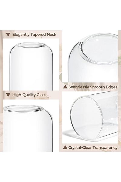 Home Zone Set of 6 Modern Cylinder Glass Vase for Wedding Party Dining Table Decorative Home Décor