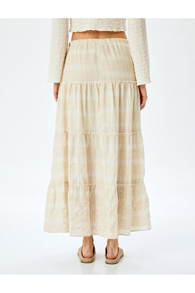 Koton Μίντι φούστα με υφή με υφή από λινό