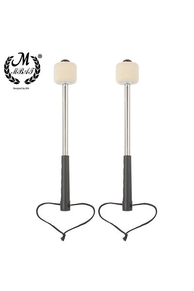 M MBAT Aluminum Handle 2 Pcs/set Wool Felt Drum Sticks Non-slip Bass Drum Mallet Indispensable Perc