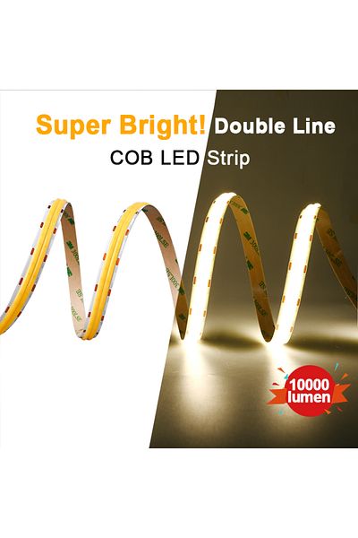 COXO 5m Dc 24v 600 Leds 4000k Natural White Double Row Cob Led Strip 10000lm Super Bright 600 Leds/m Flex