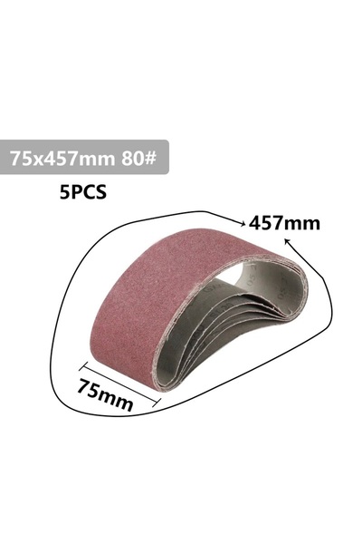 Choice 5 قطع من أحزمة الصنفرة بحبيبات 80 CMCP مقاس 75x457 مم، مجموعة من 5 أشر...
