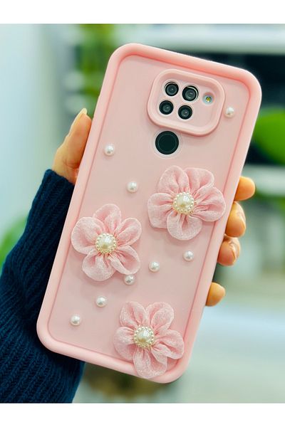 Go Aksesuar جراب سيليكون متوافق مع هاتف Redmi Note 9 بتصميم زهرة التول مع لعبة