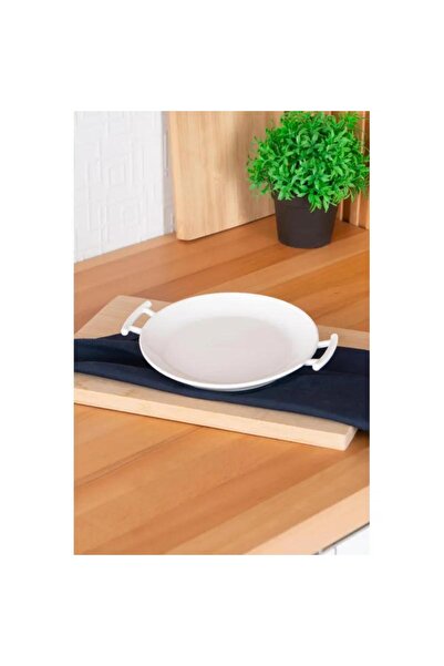 ACAR Bianco Perla Yuvarlak Kulplu Servis Tekli Tabak - 22.5 cm MST391