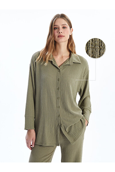 LC Waikiki Özmarka Νέας Σεζόν Γυναικείο Πουκάμισο Τουνίκ με Υφή Oversize