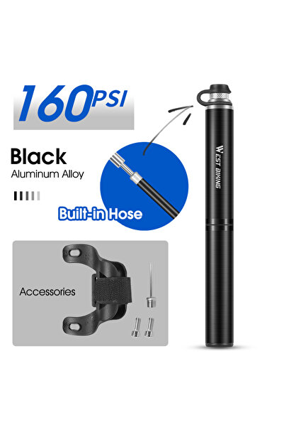 Choice مضخة دراجة جديدة 160PSI سوداء من WEST BIKING 160PSI خرطوم عالي الضغط ل...