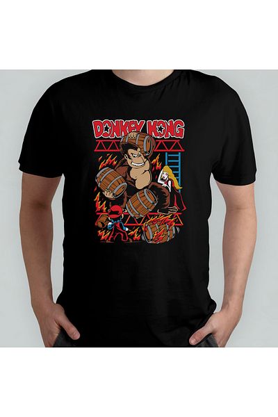 Pixxa Donkey Kong Retro Arcade - Μπλουζάκι με λαιμόκοψη 100% βαμβακερό μοντέλο 1