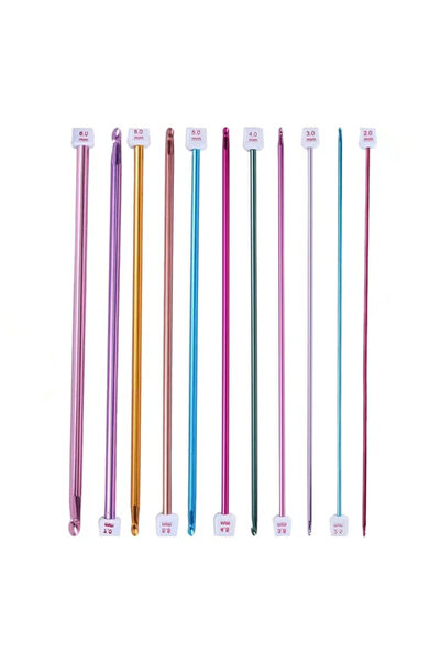 Choice 11PCS/Set 2-8mmTunisian Afghan Crochet Hooks Multicolor Aluminum Knitt...