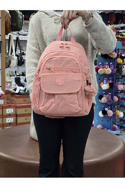 MY POLO 2114-8675 Women's Crinkle Fabric Multi-Compartment Lined Pet Waterproof Daily Mini Backpack