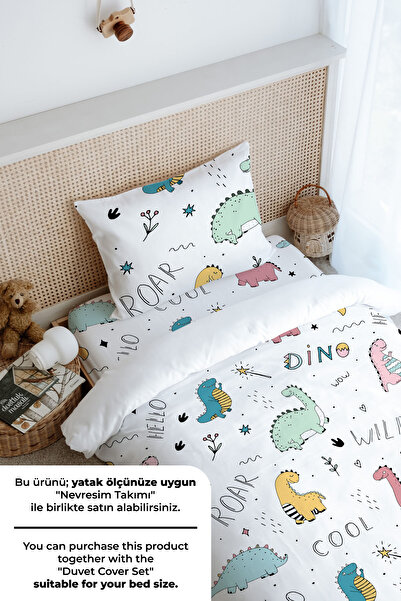 Tuğba Kuğu Tek Kişilik Lastikli Çarşaf Seti - Iconic Serisi - Şirin Dinazorlar