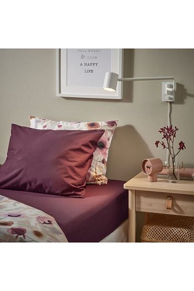 IKEA - Ullvide, Fitted Sheet, Crimson, 120X200 cm